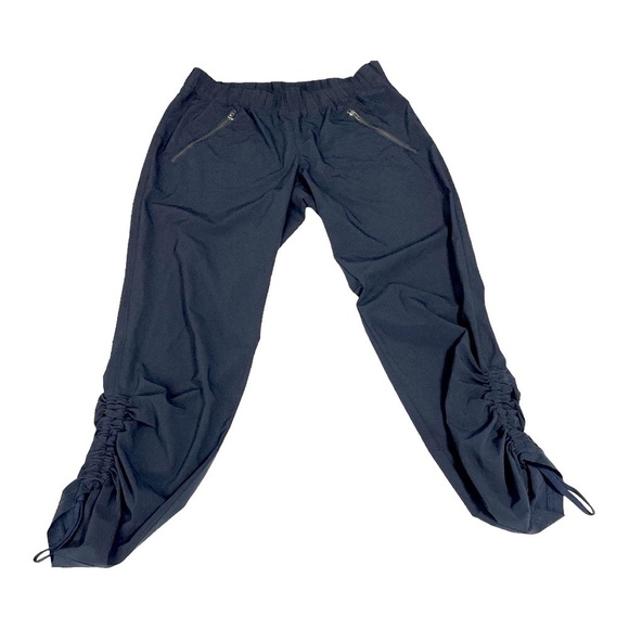 Athleta Navy Blue Cropped Pant With Cinch Bottom Zipper Pockets Size 2 - Picture 4 of 8
